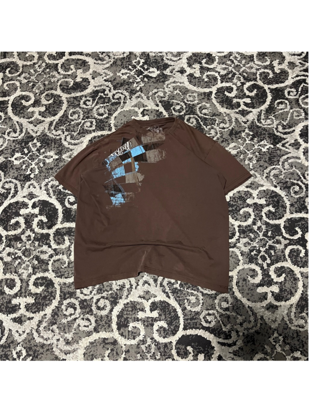 Men's O'Neill Short Sleeve Tee L Brown with Blue Graphic